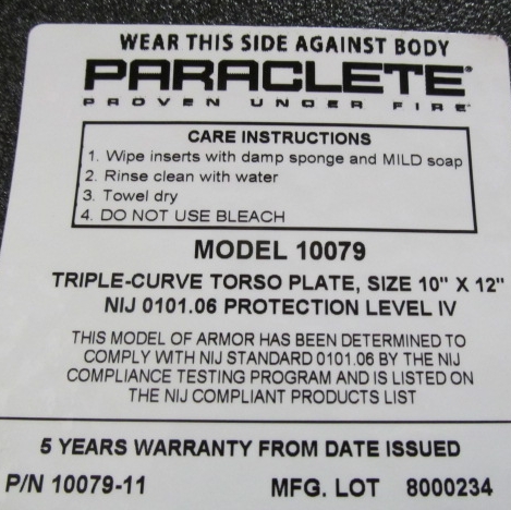 Paraclete Plate Label 1